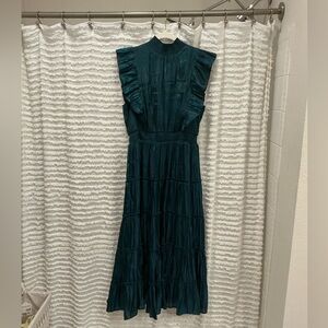 Lulu's Teal Maxi Dress with Ruffle Sleeves
